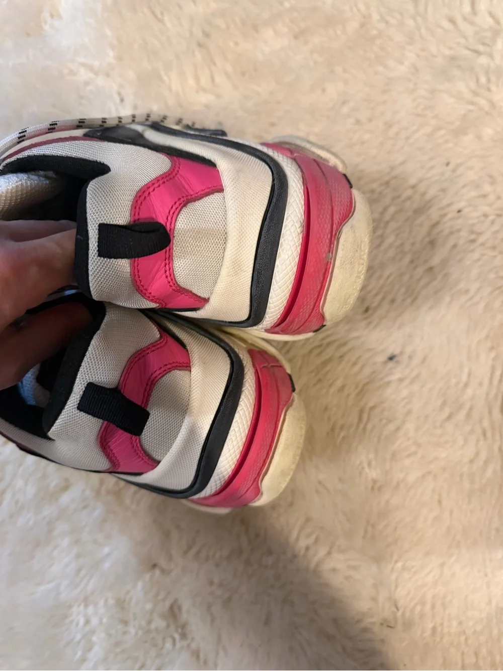 Balenciaga White Pink Black Triple S Sneakers